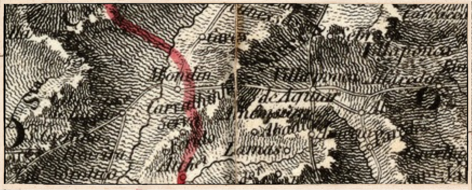 Cerva - Excerto de Mapa de Portugal e Espanha 1812.