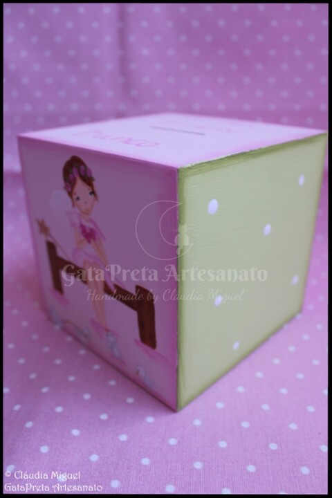 Caixa grande batizado, mealheiro e quadro Fada do 