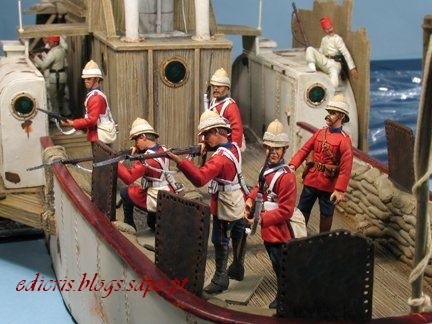 British Nile River Gunboat and Crew
