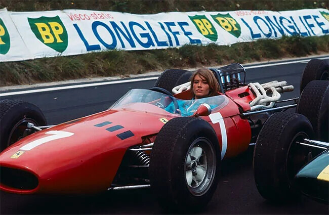 francoise-hardy-poses-in-a-ferrari-racecar-while-o