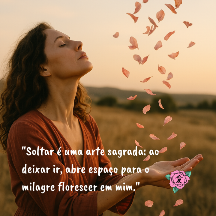 Soltar é uma arte sagrada ao deixar ir, abra espa