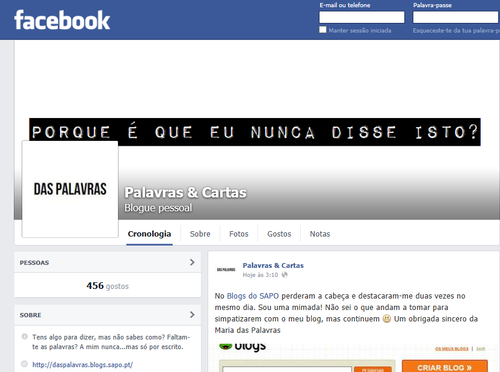 Facebook das Palavras