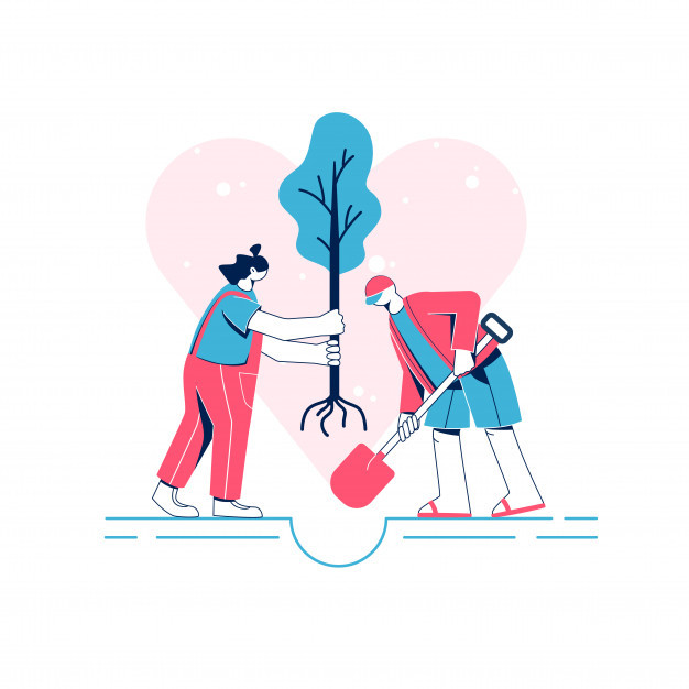 volunteer-work-concept-tree-planting-flat-illustra