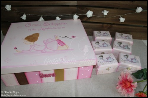 Caixa grande batizado e lembranças Bailarinda adm