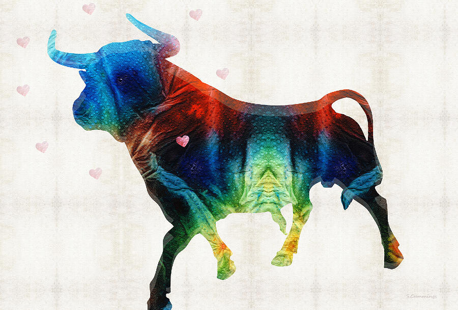 bull-art-love-a-bull-2-by-sharon-cummings-sharon-c