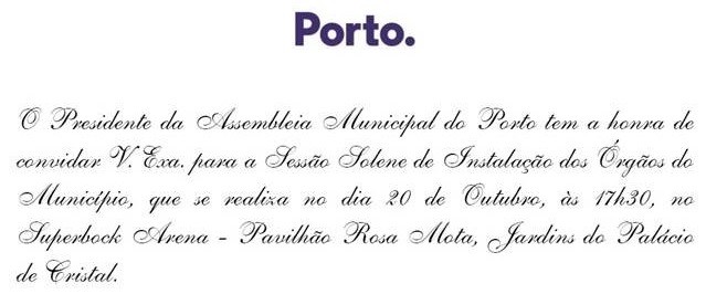 Tomada de posse dos Orgãos do Municipio do Porto 