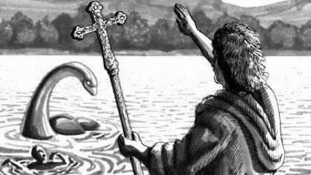 Ilustração de São Columba & o Monstro do Lago Ness