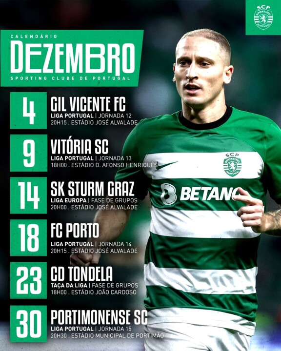 Calendário de jogos do Sporting em Fevereiro 2023 - Camarote Leonino