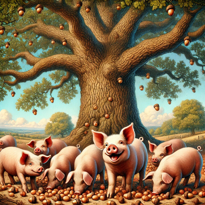 DALL·E 2025-02-22 10.29.33 - A group of pigs is e