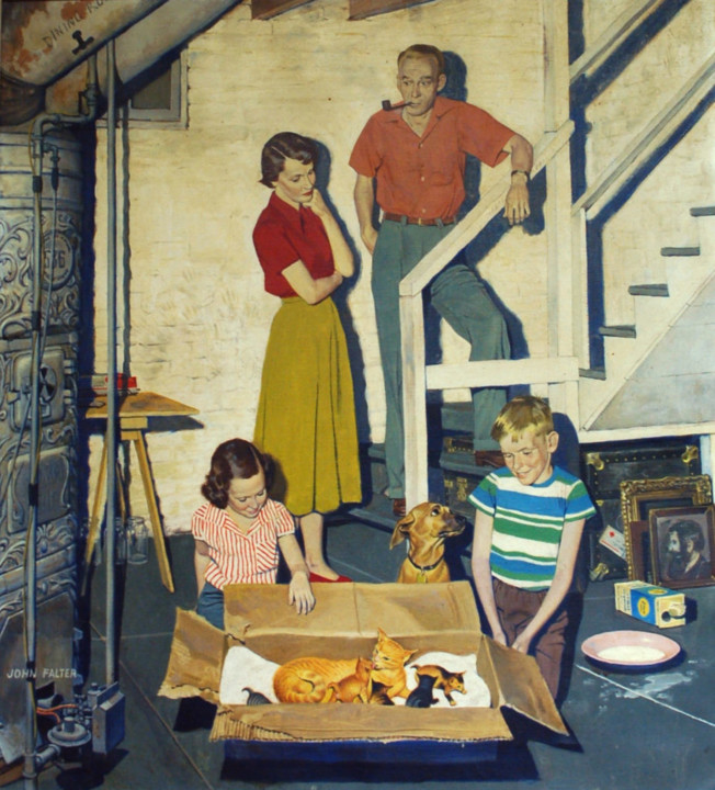 John-Falter-oil-paintings-New-Litter-of-Kittens-92