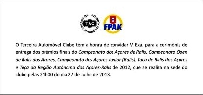 Convite para a entrega de troféus...