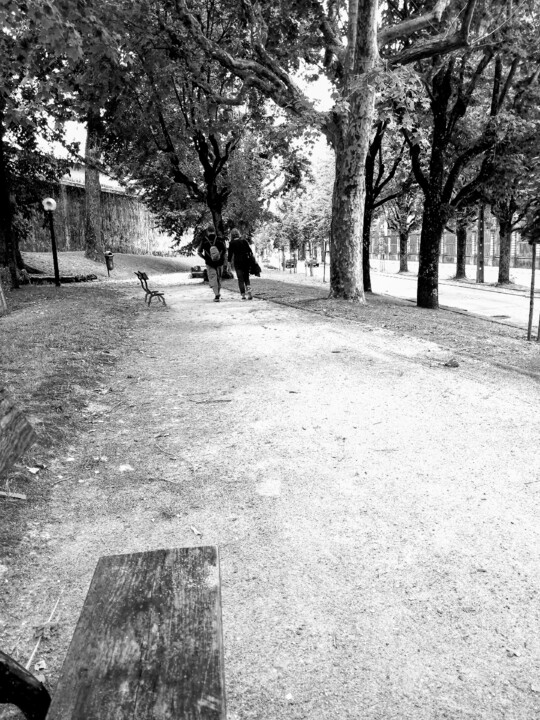 casal a passear num jardim