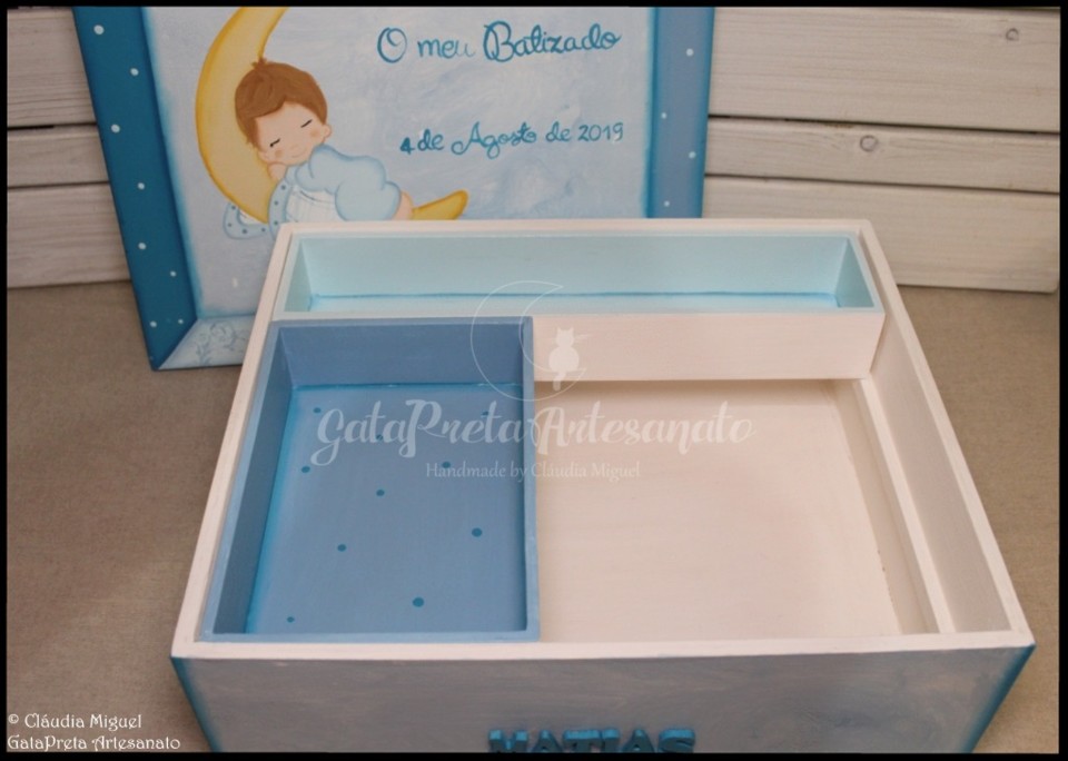 Caixa grande batizado e livro honra Blue Dreams4.J