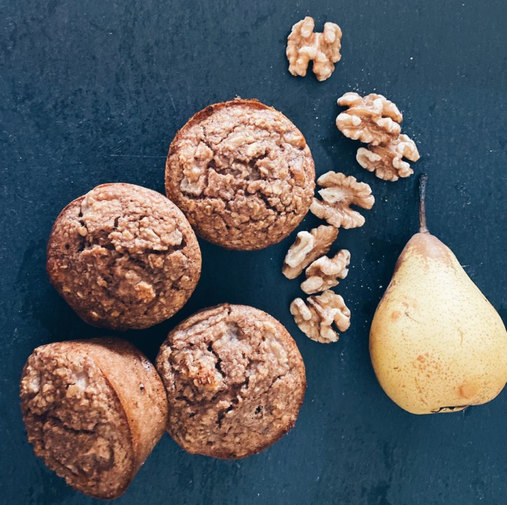 muffins de pera e noz