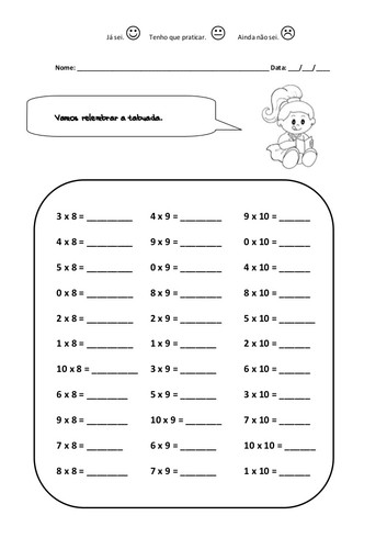 1º/2º ANO TABUADA MATEMÁTICA ✍🏻