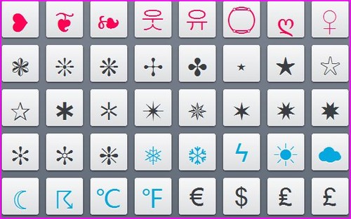 simbolos para facebook e twitter