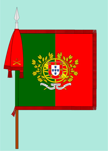 Estandarte (à esquerda) e bandeira com escudo polonês à direita