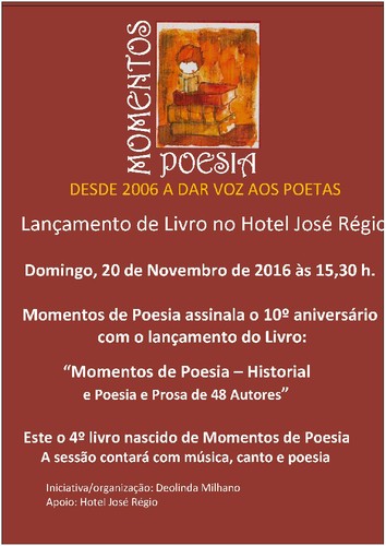 "Momentos de Poesia" - Cartaz Novembro 2016 Livro 