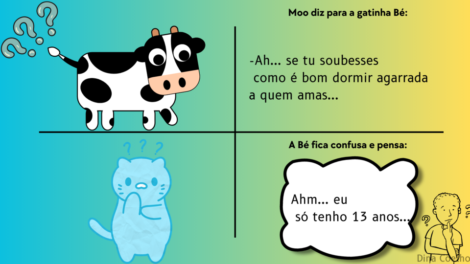 A vaca adulta diz para a gatinha ainda criança (1