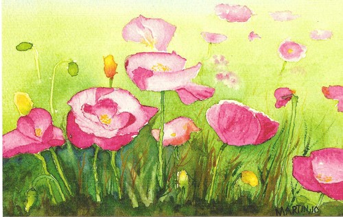 Flores Ondulantes original pintado com a boca Marthinus Pretorius