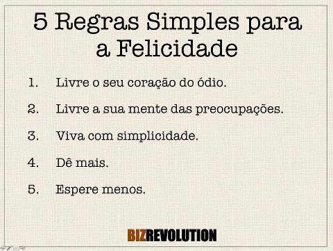  5 regras simples para a felicidade