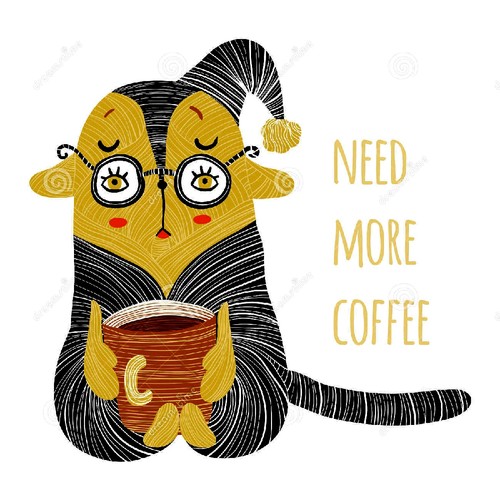 coffee-contour-cute-funny-cartoon-card-sleepy-cat-