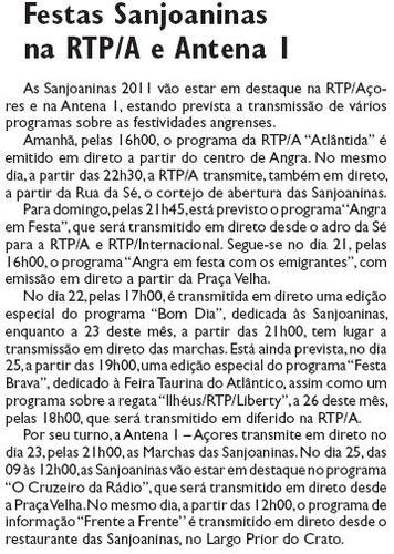 Transmissões e programação das festas no canal público de rádio e tv...