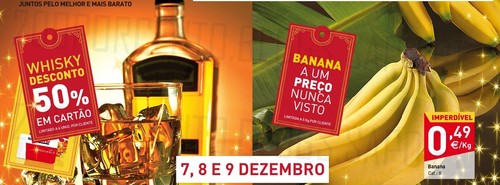 Fim de semana | INTERMARCHÉ | 7 a 9 dezembro, 50% em whisky e banana a 0,49€ / Kg