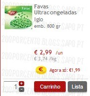 Favas Ultracongeladas Iglo, super preço + 25%