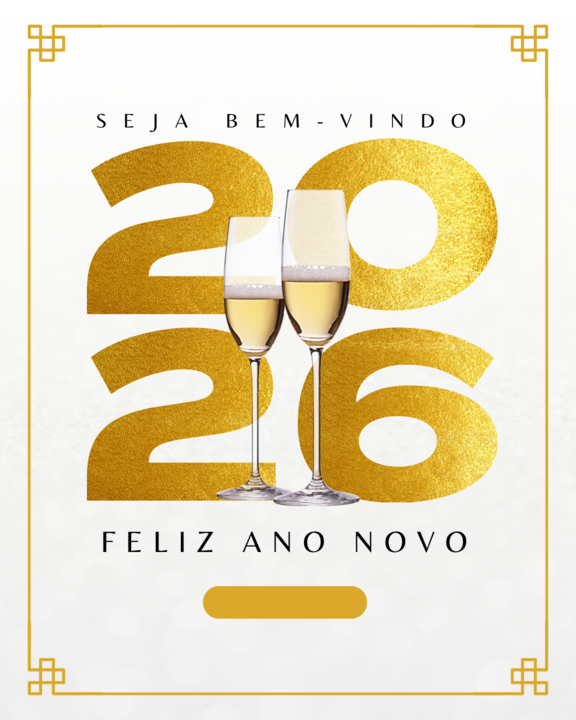 Seja Bem-Vindo Feliz 2026 Ano Novo Moderno Dourado