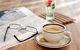 Still-life-wooden-table-glasses-newspaper-coffee_s