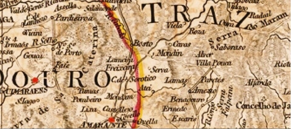 Cerva - Excerto de Mapa de Potyugal 1797.