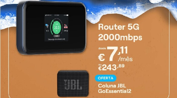 Router 5G com oferta de uma coluna JBL do MEO Empresas