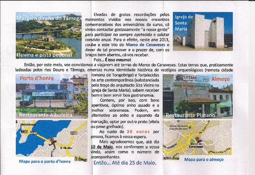 Convite do 42.º aniversário de curso