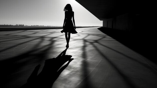 black-white-shadows-bright-road-with-girl-walking_