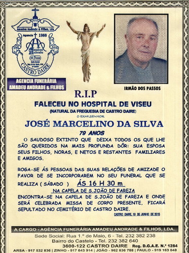 RIP- DE JOSE MARCELINO DA SILVA 79 ANOS FAREJA CAS