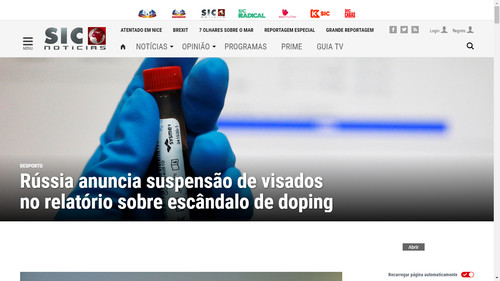 site SIC Noticias