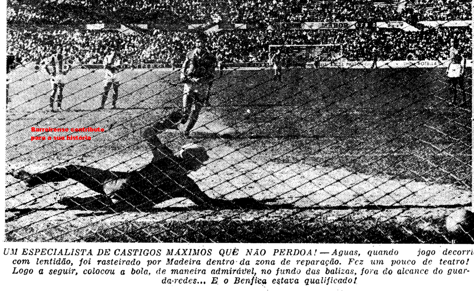 1957-58-benfica-fcb-taça aguas marca de penalty a