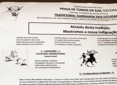 Parte do Cartaz da Tourada dos Estudantes...