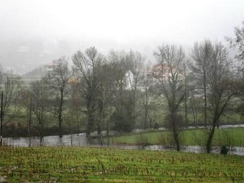 Cheia do Rio Coura e do Ribeiro de Brunheiros fron