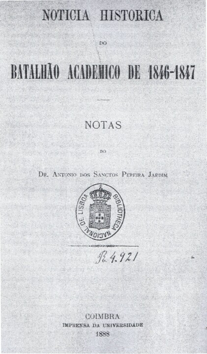 Batalhão Académico  de 1846.1847, capa 1888.jpg