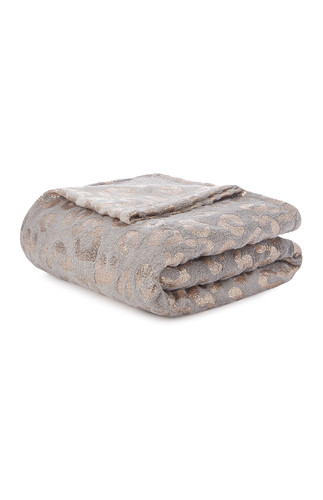 KIMBALL-9598601- GREY LEOPARD FOIL THROW, GRADE D,