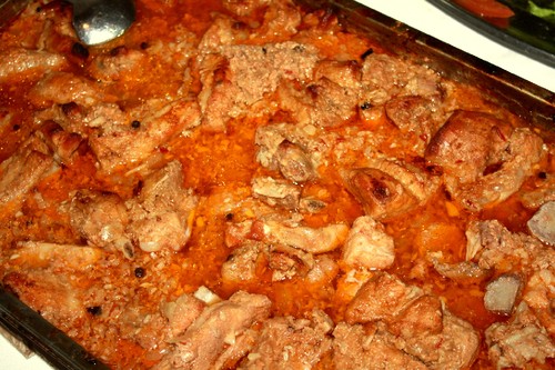 O delicioso entrecosto no forno...