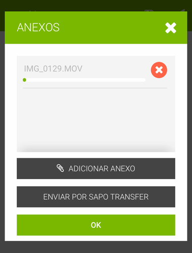 Transfer no Mail mobile - envio