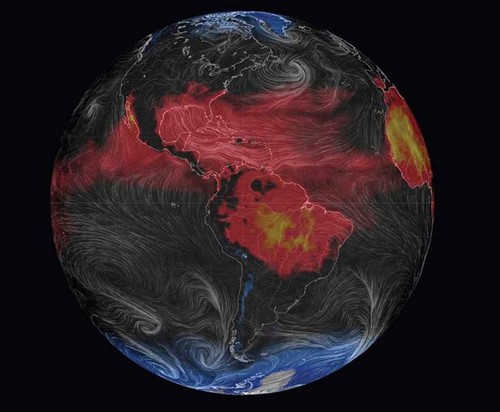 An animated globe that displays real-time weather 