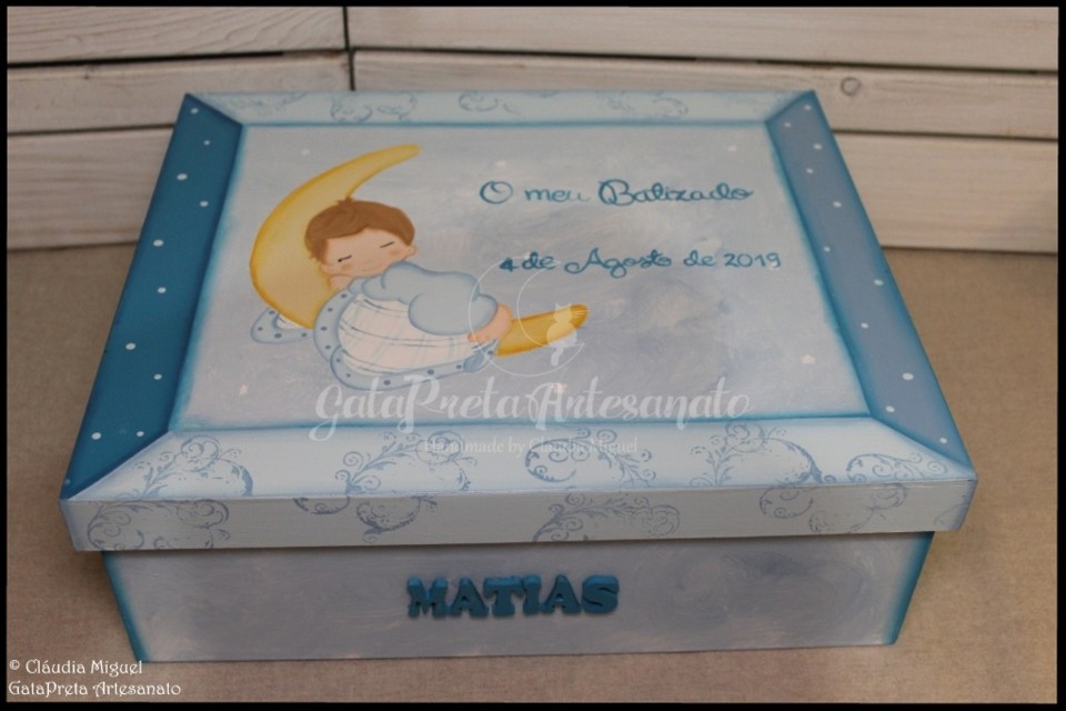Caixa grande batizado e livro honra Blue Dreams2.J
