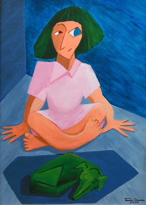 A menina de olho azul e o cão verde.JPG