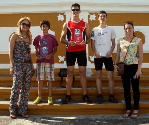 O pódio masculino da prova...