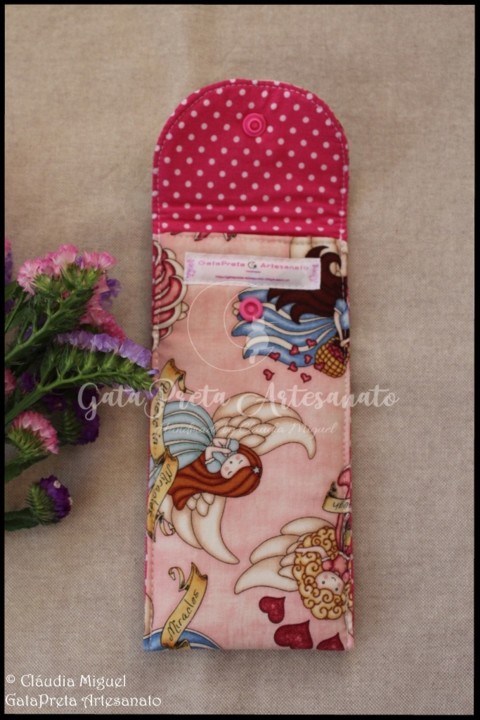 Capa agenda A5 e estojo Pink Angels5.JPG