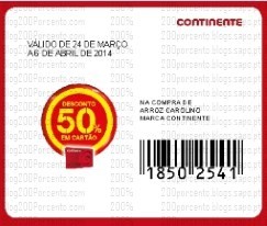 Acumulação 50%+SP | CONTINENTE | dias 5 e 6 abril - Arroz